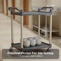 Multi-Functional Plastic Rolling Service Cart 360° Swivel Casters Restaurant Bussing Cart Large Capacity Rolling Service Trolley Long-Lasting for Professionals, Janitorial Personnel, Warehouse Workers