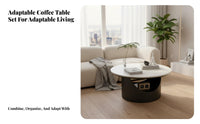 Sintered Stone Top double-levellevel circular table Minimalist Design Home Furniture Space-Saving Italian Inspired for Apartment Dwellers, Homeowners, Office Managers, Living Room, Small Spaces, Lounge, Reception Area