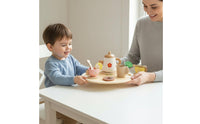 Wooden Pretend Tea Party Set and Wooden Tea Set Colorful Pieces for Children, Playroom