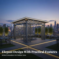 Chinese Design Pavilion Weather Resistant Aluminum Garden Gazebo Sturdy Construction Aluminum Frame Gazebo for Villa Owners, Homeowners, Backyard