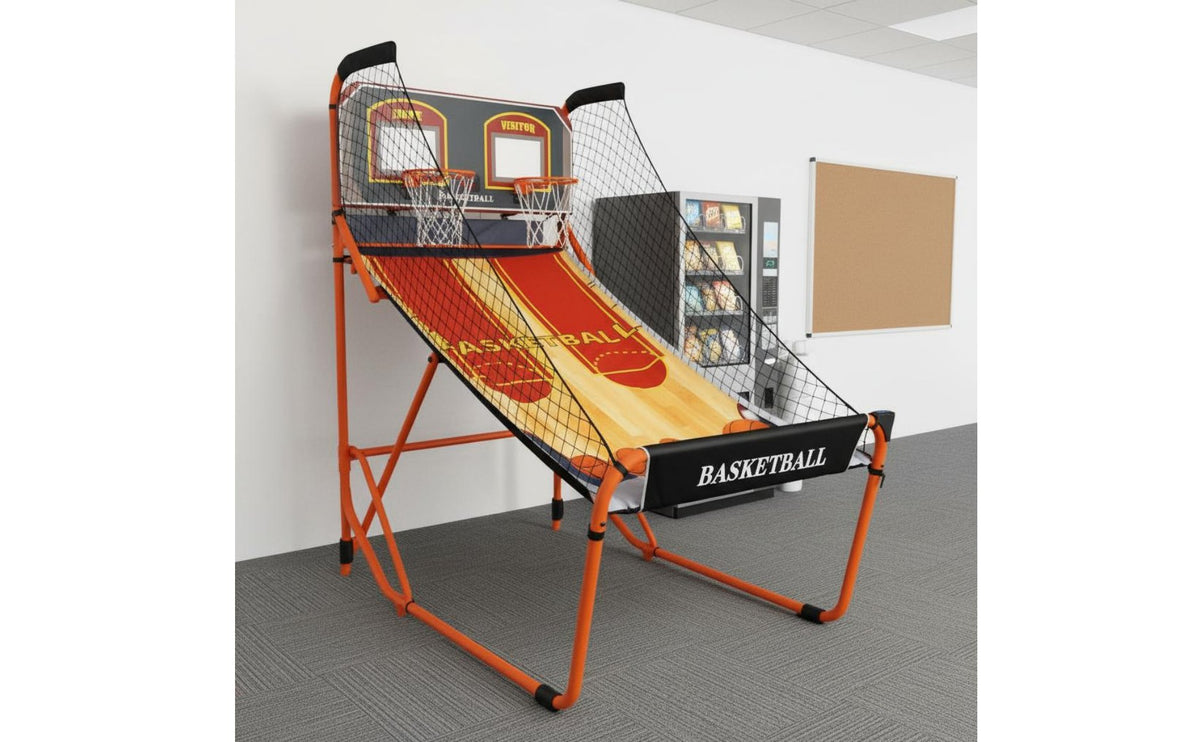 Sturdy Steel Frame 2 Player Basketball Scoring Game LED Display Double Attempt Basketball Arcade Game for Adults, Kids, Basement, Party