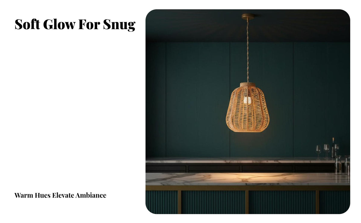 Woven Pendant Light Handwoven Design Wicker Pendant Light Vintage Evoking Rattan Design Lampshade for Restaurant, Coffee Shop, Dining Room