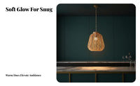 Woven Pendant Light Handwoven Design Wicker Pendant Light Vintage Evoking Rattan Design Lampshade for Restaurant, Coffee Shop, Dining Room