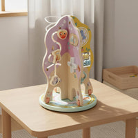 Rotating Activity Tree Educational Busy Toy Rounded Edges Wooden Busy Board for Kids, Classroom
