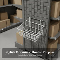 Mesh Panel Hanging Basket Multi-Functional Grid Wall Basket Space Saving Grid Panel Shelf for Shop Owners, Shopkeepers, Exhibition Booth, Office