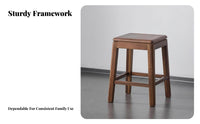 Walnut Finish Stackable Square Stool hardwood Wood Construction Square Top Stackable Stool Modern Minimalist Design Dining Seat Space-Saving for Restaurant Owners, Homeowners, Apartment Dwellers, Kitchen, Home, Cafe, Living Room