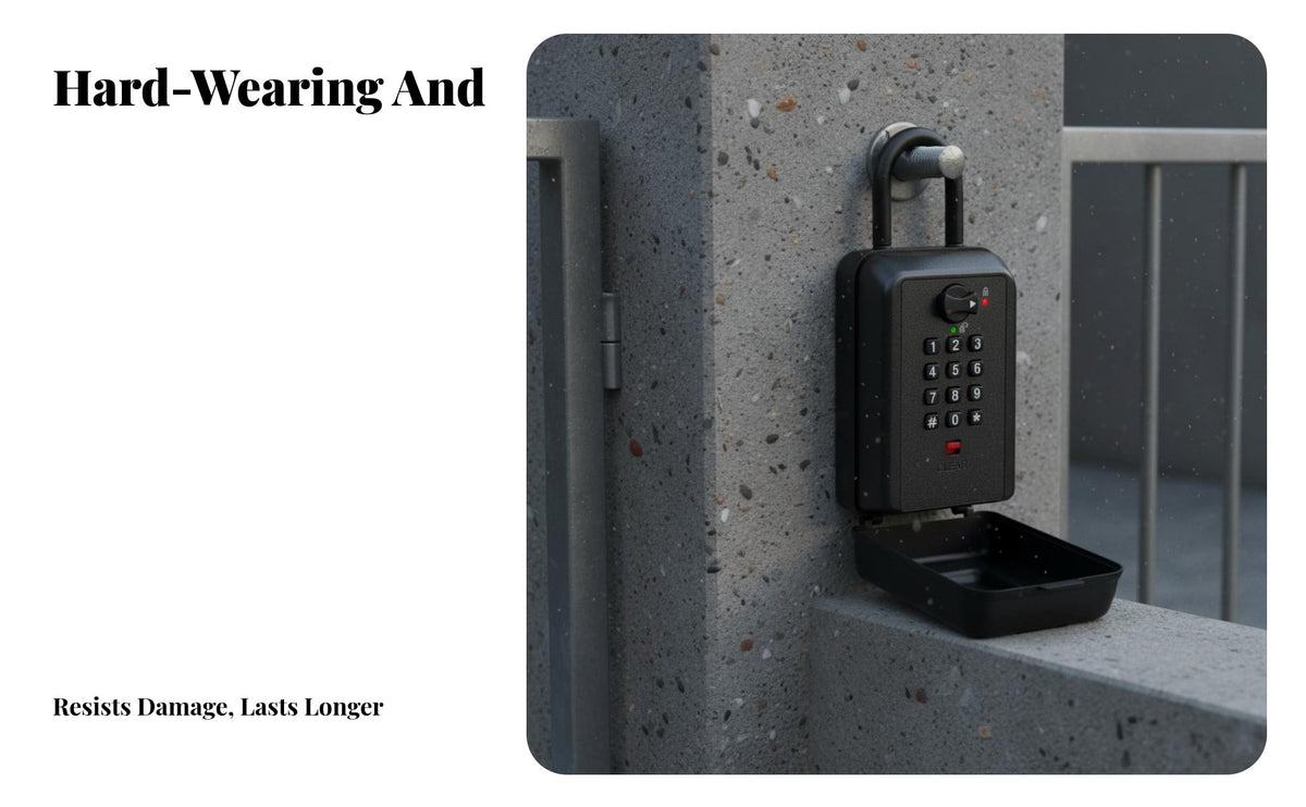 Waterproof Push-Button Key Lockbox Resettable Combination Wall-Mounted Push-Button Key Keeper Changeable Code Lock Box Weather Resistant for Property Managers, Realty Estate Agents, Outdoors, Outdoor, House Entrance, Garage