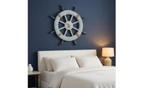 Rope-Wrapped Ship Wheel Wall Decor Artisanal Nautical Wall Hanging Vintage Look Decorative Ship Wheel Sturdy Craftsmanship for Indoor, Living Room, Bedroom