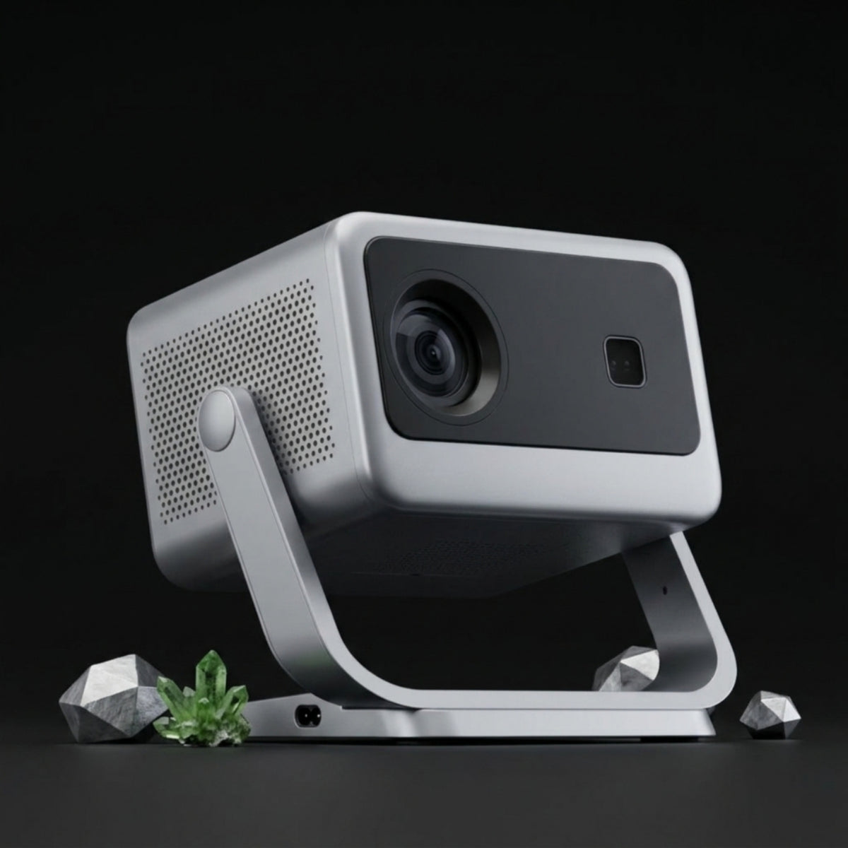 Projection Device with Gimbal Stand Smart Projection Device with Stand Automatic Small for Movie Lovers, Home Theater, Bedroom