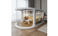 Panoramic Dog Cage Easy to Clean Transparent Pet Crate Wide Door Indoor Dog House with Wheels for Small Dogs, Young Dogs