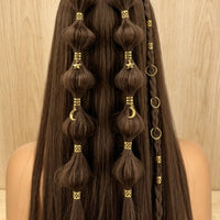 44 Pieces Bohemian Look Hair Cuff and Hair Coil Kit Adjustable Cuffs Braid Charm Jewelry Filigree Design Star Moon Hair Clips for Festivals