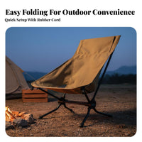 Foldable High-Back Camping Chair Aluminum Alloy Frame Folding Moon Chair Heavy Duty 150kg Load Capacity Portable Camp Seat Integrated Pillow Pocket for Picnickers, Fishermen, Outdoors, Picnic, Backyard, Fishing