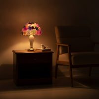 Rose Table Lamp Decorative Flower Lamp Lighting Floral Dome-Shaped for Women, Bedroom, Bedside