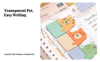 Cute Sticky Index Tab Decorative Cartoon Animal Page Flag Repositionable Pointer Shaped Sticky Tabs for Students, Teachers, School, Learning