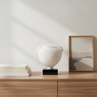 Double Eared Vase with Marble Base Modern Resin Vase Elegant Urn for Living Room, Display Shelf