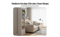 Space-Saving Narrow Storage Tower with Cabinet stand-alonestanding bookshelf Slim Design Shelving Unit Corner-Fit for Book Lovers, Apartment Dwellers, Homeowners, Living Room, Bedroom, Hallway