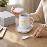 55°C Smart Mug Warmer Set with Ceramic Coffee Cup, Ideal Gift for Beverage Enthusiasts