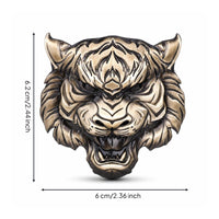 Antique Gold Tiger Face Car Emblem 3D Tiger Head Emblem Long-Lasting Hardware Thick for Bikers