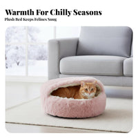 Warm and snug Enclosed feline Cave luxuriously soft material pet Bed Removable pad Pet Supplies Machine cleanable for felines, Kittens, Indoors, Indoor, Living Room, Bedroom