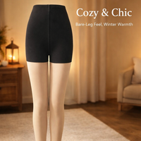 Tights for Women Fleece Lined with Thermal Insulation and Integrated Shorts, Winter Leggings with Shaping Panel Design