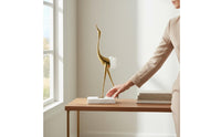Crane Statue Modern Luxury Crane Figurine Marble Base Bird Sculpture for Living Room, Entryway, Beverage Cabinet