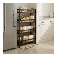 Space Saving Design Narrow Rolling Shelf Unit Sturdy & Long-Lasting Slim Space Shelf Easy to Assemble Narrow Rolling Organizer 360° Swivel Casters for Children, Students, Kitchen, Living Room, Bathroom