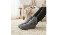 Fleece Booties with Strap Warm Bootie Slippers Soft and Thick Slippers with High-Top for Adults, Elderly, Cold Floors, Home, Bedroom