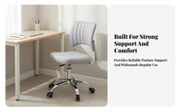 Height Adjustable Armless Swivel Task Chair Ergonomic Backrest Armless Rolling Chair Padded Cushion Office Furniture Compact Design for Students, Streamers, Telecommuting Workers, Study Room, Bedroom