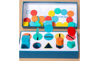 Color Matching Shape Sorter with Tray Wooden Shape Sorter Geometric Sorting Box Preschool for Classroom