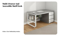 Modern Learning Desk Stable Structure Rectangular Office Desk Sturdy and Hard-Wearing Home Office Workstation for Students, Gaming Aficionados