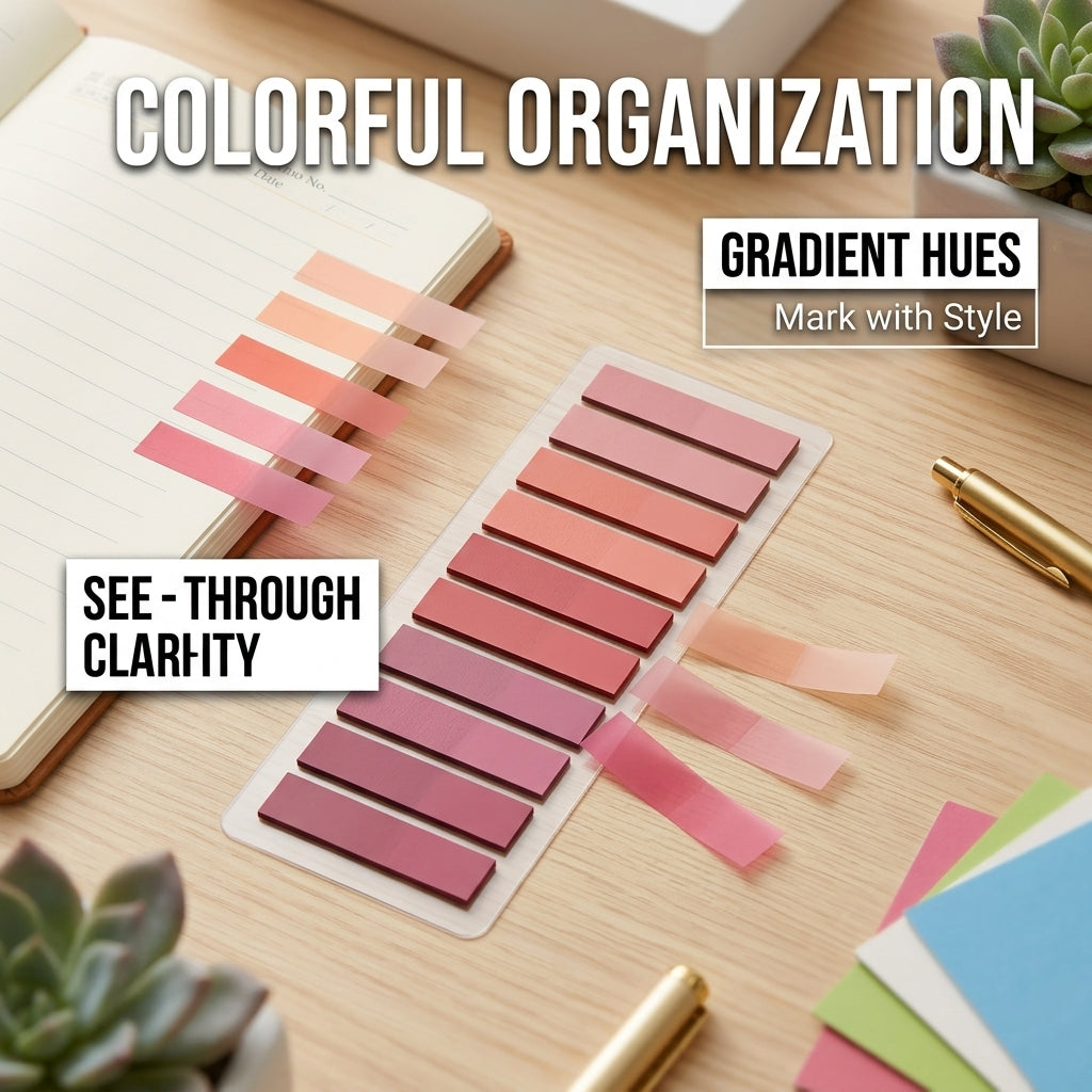 Translucent Sticky Notes Index Tabs Fluorescent Page Markers for Books, Writable Repositionable for Office Filing Students, 200 Sheets