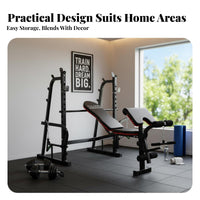 Heavy Duty Squat Rack Bench Press Combo Thickened Steel Frame Workout Bench with Squat Rack Stable Design Weightlifting Bed Rust Proof for Weightlifters, Bodybuilders