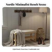 Nordic design paddinged Shoe Storage Bench Padded Seat paddinged Shoe Organizer 2-in-1 Design Entrypath Stool Space-Saving for Apartment Dwellers, Homeowners, Hallpath, Mudroom, Living Room, Bedroom