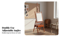 Wooden Drawer Easel Tabletop or Floor Standing Foldable Artist Easel Solid Beech Wood Sketching Display Stand for Artists, Adults, Outdoors, Classroom