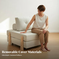 Foldable 4-in-1 Folding Lounger Space-Saving Fold-out Sleeper Ottoman Adjustable Backrest Convertible Sofa Removable Cover for Apartment Dwellers, Guests, Students, Small Areas, Bedroom, Home Office