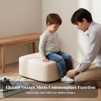 Durable Wood Legs Upholstered Low Stool Multi-Functional Footrest Comfortable Seating Small Seat multipurpose Use for Children, Families, Makeup lovers