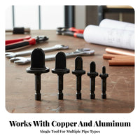 5 Pieces Quick-Change Compatible Hex Shank Tube Expander Set Labor Saving Copper Pipe Swaging Tool Bits Leak-Proof Seal Copper Pipe Swaging Drill Bit High-Strength Steel for Plumbers