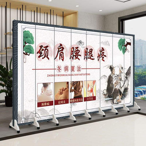 1 Piece Foldable Privacy Screen Mobile Partition Double-sided Folding Room Divider with Sturdy Wood Frame and Casters Suitable for Therapists Renters Spa Medical Office