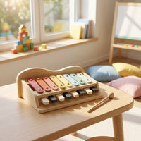 Early Education Wooden Xylophone 8 Note Notes Kids Piano Toy Educational Wooden Percussion Instrument Preschool for Toddlers, Nursery