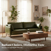 Vintage Leather Settee Oil Wax Finish Couch Retro Design Household Furniture for Homeowners, Families, Living Room, Lounge Area