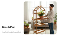 Multi-Functional House-Shaped Shelving Unit Multifunctional Plant Stand Floor-Standing Design Display Rack Freestanding for Homeowners, Gardeners, Students, Balcony, Living Room, Patio, Garden