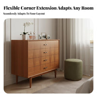 expandableable Design Retractable Corner Dressing Table Ample Storage Corner Vanity Set Modern design Bedroom Furniture Rounded Edges for Women, Homeowners, Adults, Small Space, Apartment