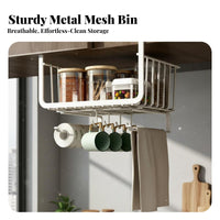 Space-Saving Under-Shelf Hanging Basket No-Drill Installation Insert-in Wire Basket Multi-Purpose Cabinet Organizer Heavy-Duty for Students, Homeowners, Office Workers, Kitchen, Dorm Room, Pantry, Bookshelf