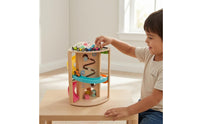 Natural Wood Finish Wooden Car Track Toy Painted Accents Wooden Ball Track Structure for Children