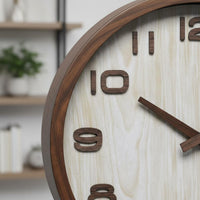 Fashionable Wood Grain Wall Timepiece Easy to Read Wood Frame Wall Timepiece Decorative Home Decor Simple Design for Living Room, Office, Bedroom