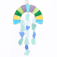 Hanging Wind Chime Colorful Suncatcher Decorative Hanging Ornament with Cord for Wall