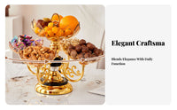 Crystal-Like Appearance Multi-Tier Fruit Platter Elegant Design Rotating Snack Server Great Gift Idea for Parties, Living Room, Coffee Table