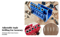 Aluminum Alloy Angled Hole Drilling Jig Metric & Imperial Scale Oblique Hole Long-Lasting Metal Construction for Cabinet Makers, Workshop