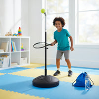Height-Adjustable Solo Tennis Practice Aid Floor-Standing Tennis Practice Aid Portable Sports Equipment Weighted for Beginners, Backyard, Driveway, Home Court