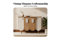 Carved Round Pedestal Table Intricate Carvings Round Pedestal Table Vintage look Distressed Finish for Homeowners, Living Room